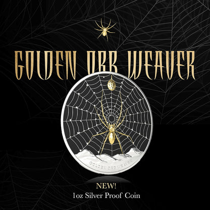 2026 Pitcairn Islands Golden Orb Weaver Spider 1 oz Silver Coin
