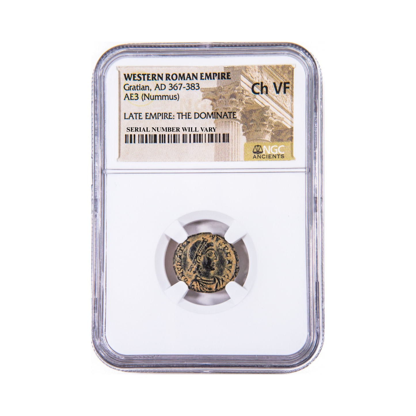 Ancient Roman Bronze Coin - Gratian AD 367-383 Late Empire: The Dominate - NGC Ch VF