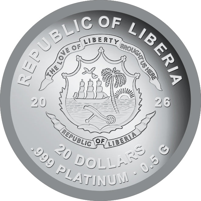 2026 Liberia Rock N Roll Records 0.5g Platinum Coin