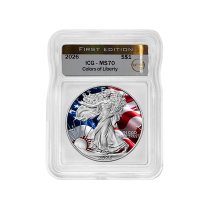 2026 Silver Eagle Colors of Liberty ICG MS70 - First Edition Gold Label
