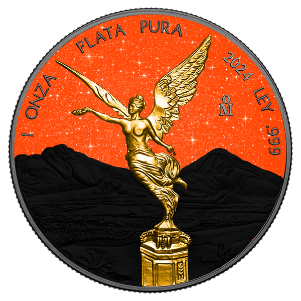 2024 Mexico Libertad Orange & Black Diamond Dust Edition 1 oz Silver C 2024 Mexico Libertad Orange & Black Diamond Dust Edition 1 oz Silver C