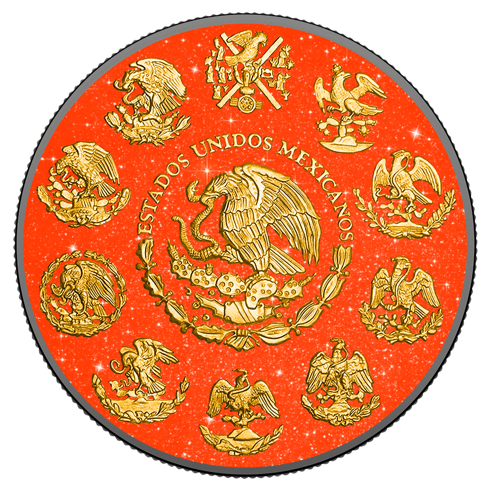 2024 Mexico Libertad Orange & Black Diamond Dust Edition 1 oz Silver C 2024 Mexico Libertad Orange & Black Diamond Dust Edition 1 oz Silver C