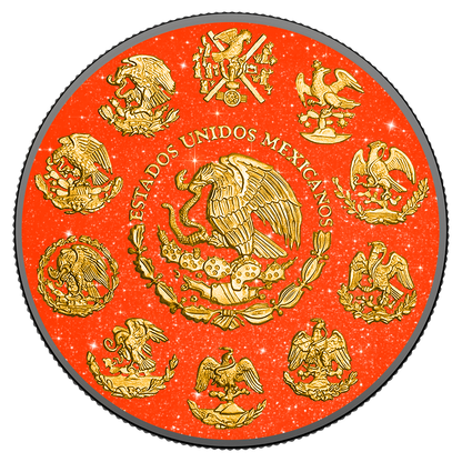 2024 Mexico Libertad Orange & Black Diamond Dust Edition 1 oz Silver Coin - CoinsTV