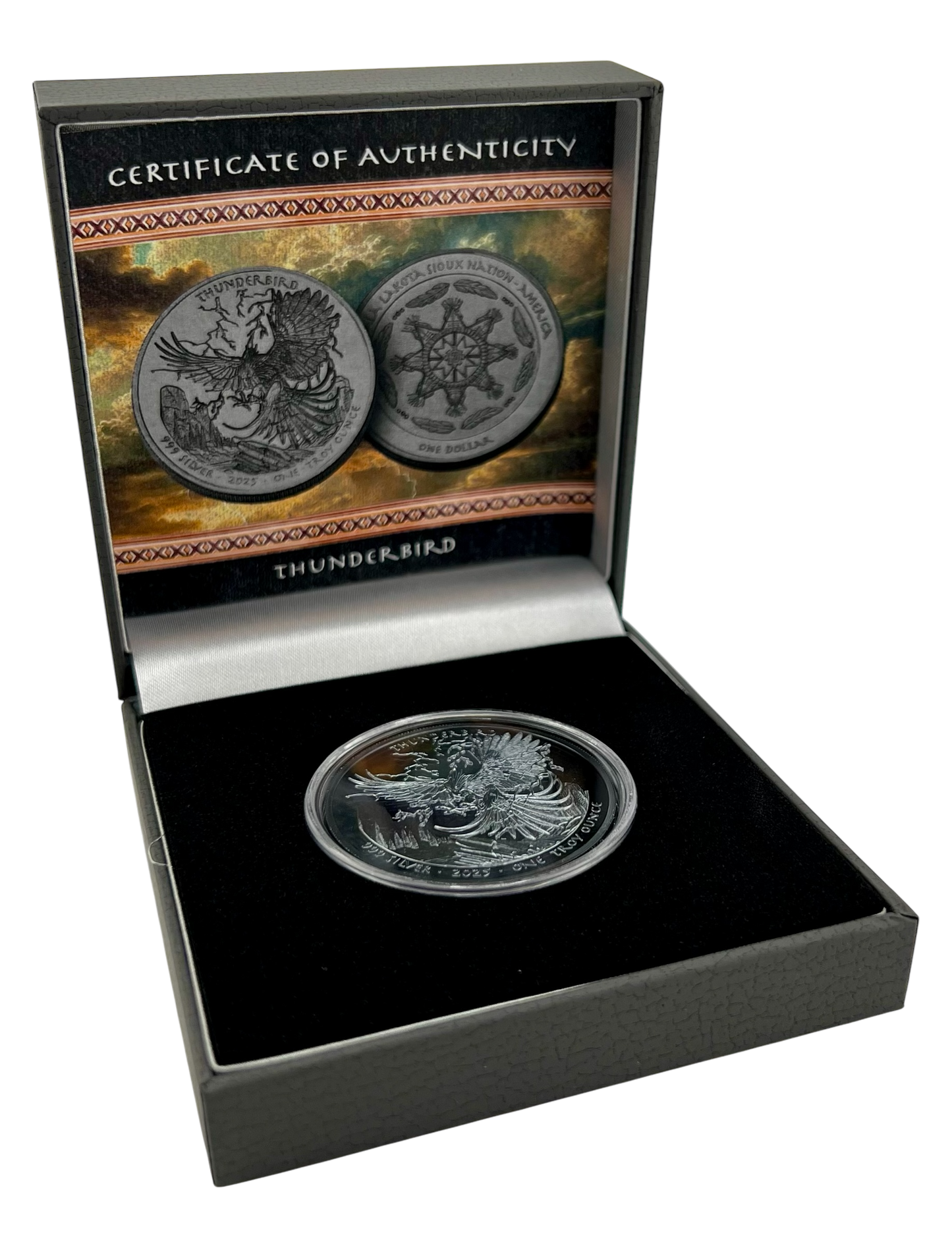 2025 Sioux Nation Thunderbird Black Proof 1 Oz Silver Coin - CoinsTV