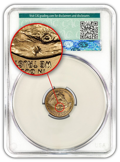 2025 $5 Gold Eagle - Reverse Struck Thru Error - CAC MS69 Don't Tread On Me Label