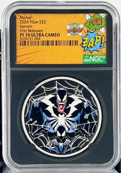 2024 Niue Marvel Venom Colorized 1 oz Silver Coin NGC PF 70 UCAM Comic Book Label - CoinsTV