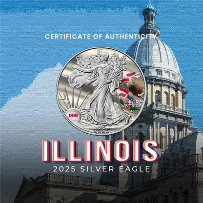 2025 State Flags Silver Eagle - Illinois Limited Edition