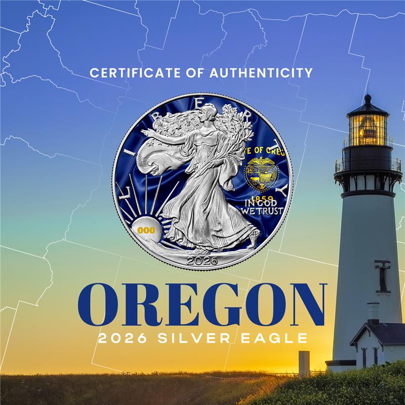 2026 State Flags Silver Eagle - Oregon Limited Edition - CoinsTV