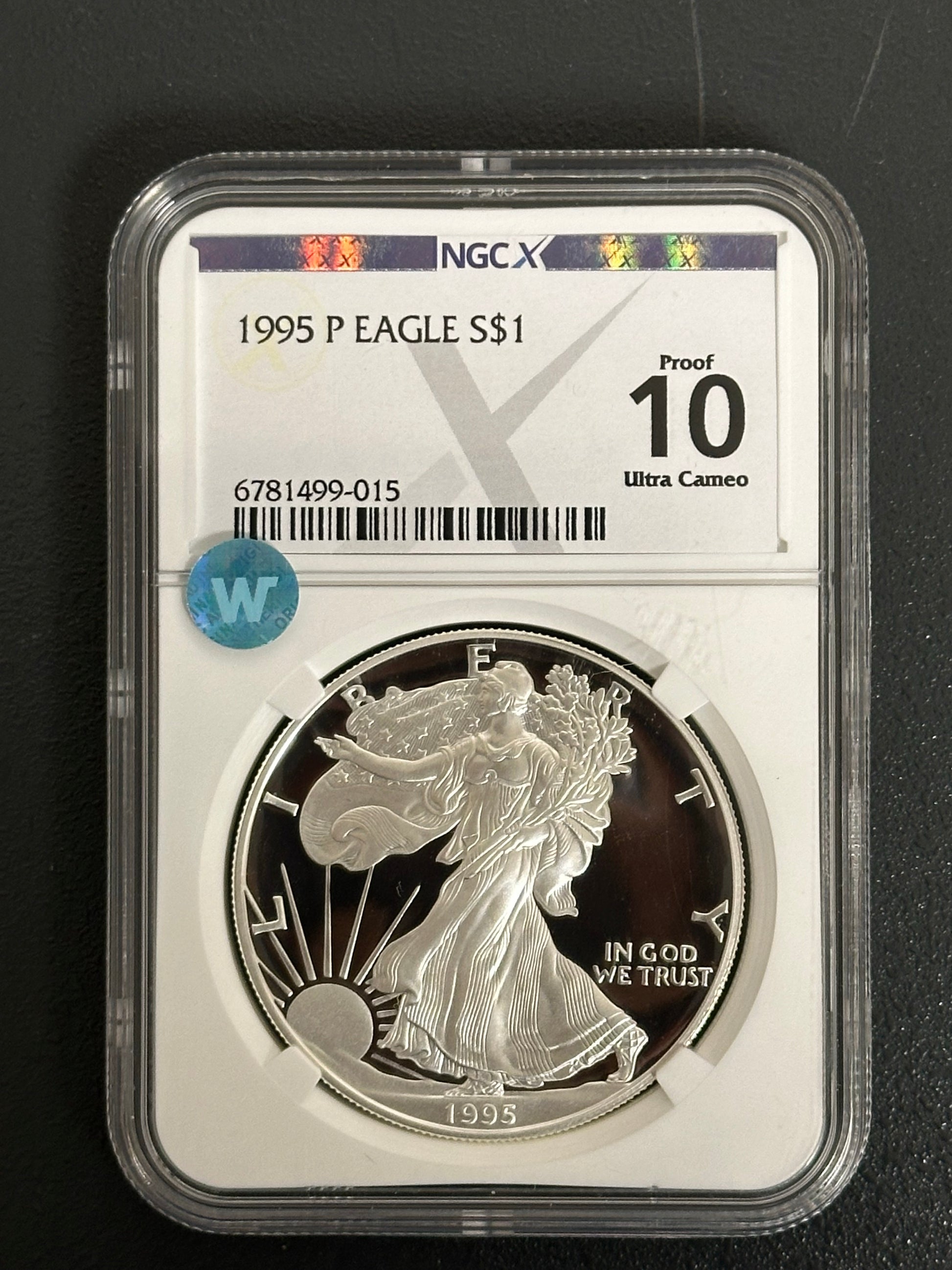 1995 P Silver Eagle - Proof - NGCX PF10 Ultra Cameo Sight White - CoinsTV