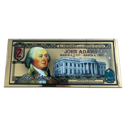 John Adams 2nd President - 100 mg 24k Gold Aurum Note
