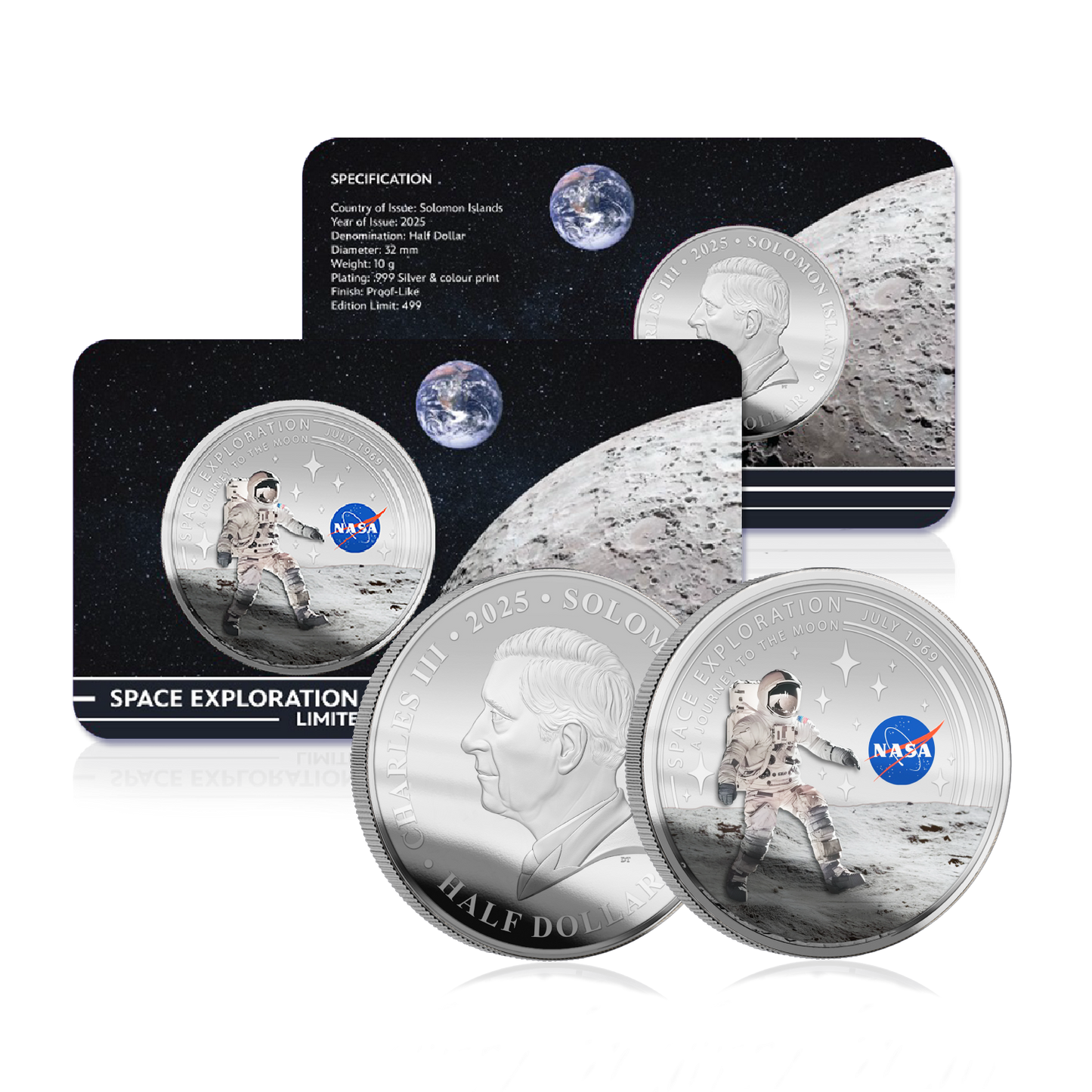 2025 Solomon Islands NASA Space Exploration - Journey to the Moon 10g CN Coin in Card - CoinsTV