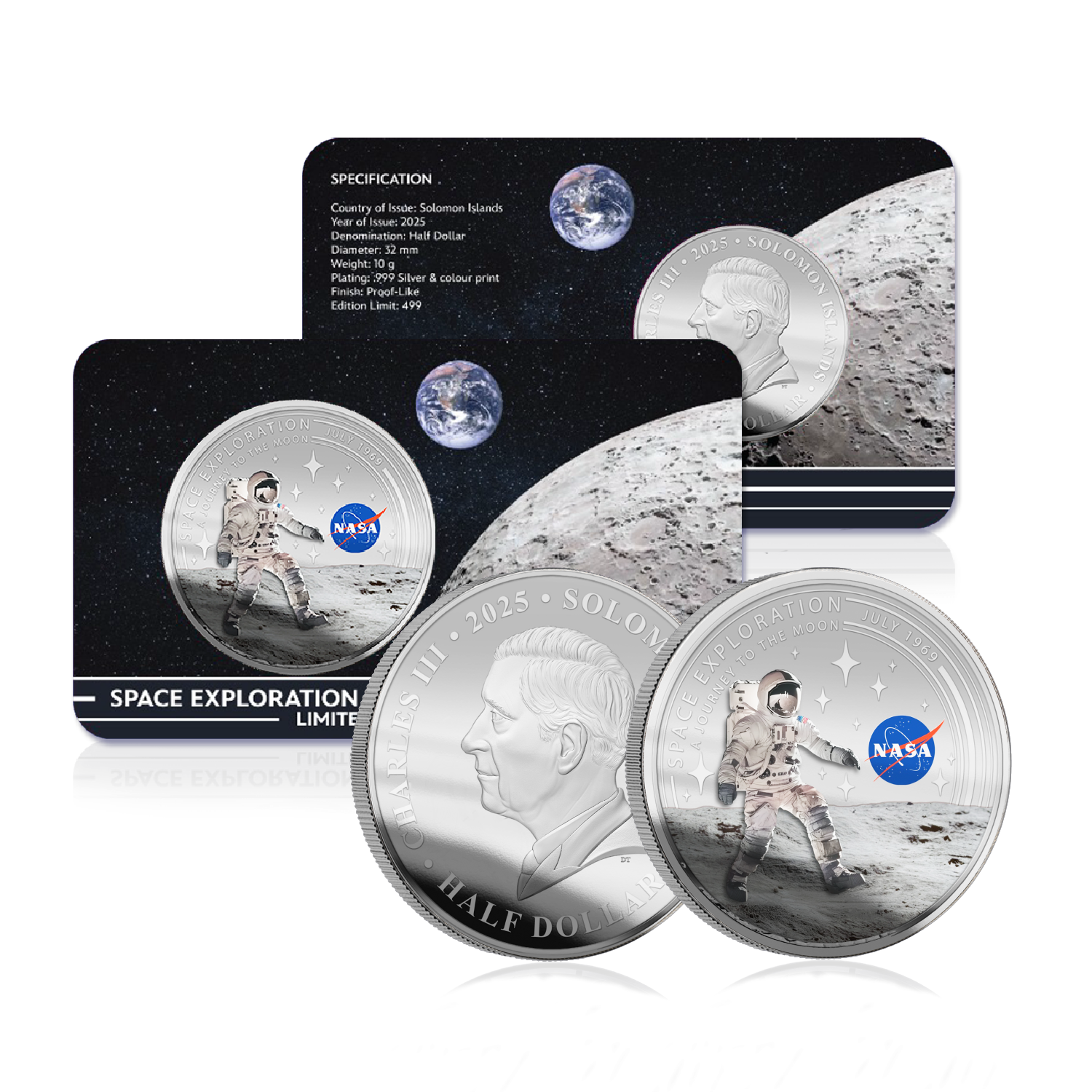 2025 Solomon Islands NASA Space Exploration - Journey to the Moon 10g CN Coin in Card - CoinsTV