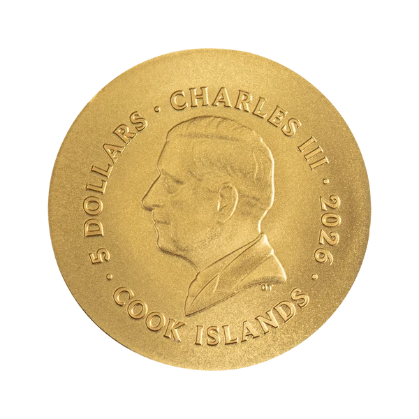 2026 Cook Islands Numismatic Icons Krios 1/2 Gram Gold Silk Finish Coin