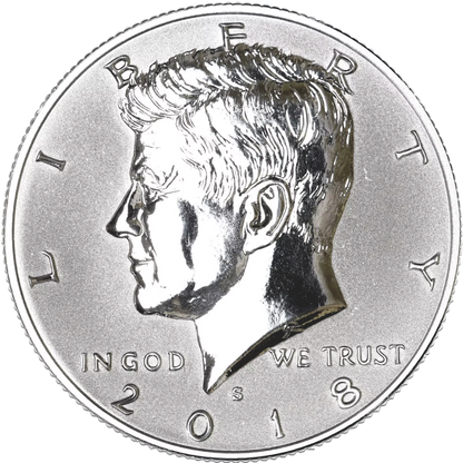2018 S Kennedy Half Dollar 90% Silver Gem Deep Cameo  Reverse Proof