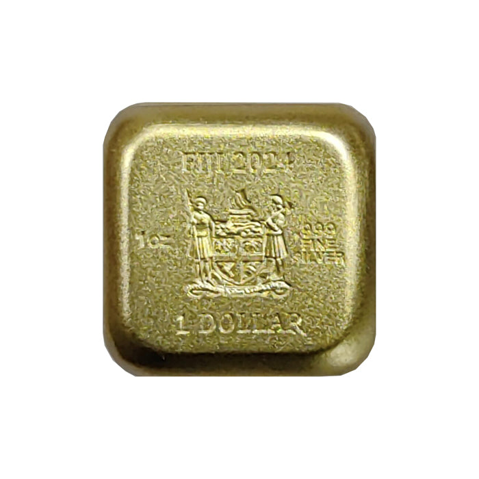 2024  Fiji Lunar Year of the Dragon Dice 1 oz .999 Silver - Gold Gilded  Coin - CoinsTV