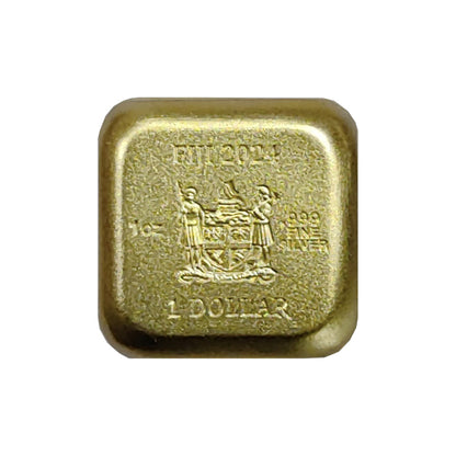 2024  Fiji Lunar Year of the Dragon Dice 1 oz .999 Silver - Gold Gilded  Coin - CoinsTV