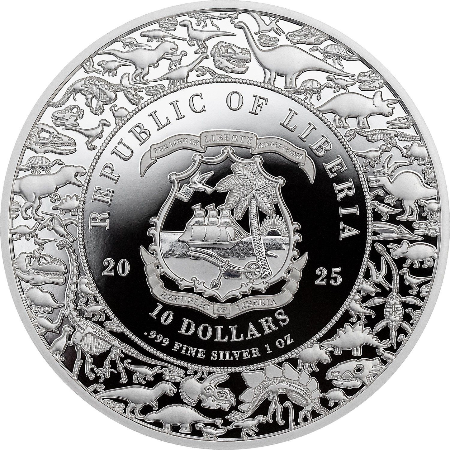 2025 Liberia Jurassic Life Dinosaurs 6 x 1 oz Silver Coin Set - CoinsTV