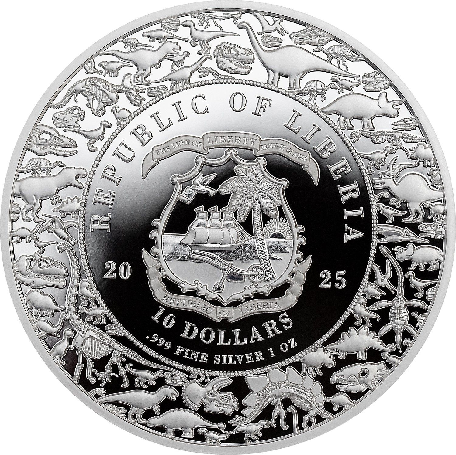 2025 Liberia Jurassic Life Dinosaurs 6 x 1 oz Silver Coin Set - CoinsTV
