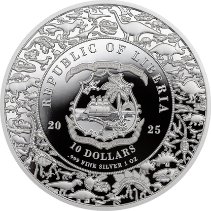 2025 Liberia Jurassic Life Dinosaurs 6 x 1 oz Silver Coin Set - CoinsTV