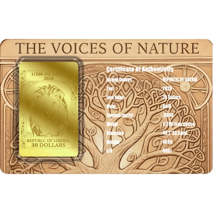 2026 Liberia The Savanna's Heart 1/200 oz Gold Coin in Card