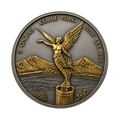 Antiqued Libertad en Oro Colorized 5 oz Copper Medal - CoinsTV
