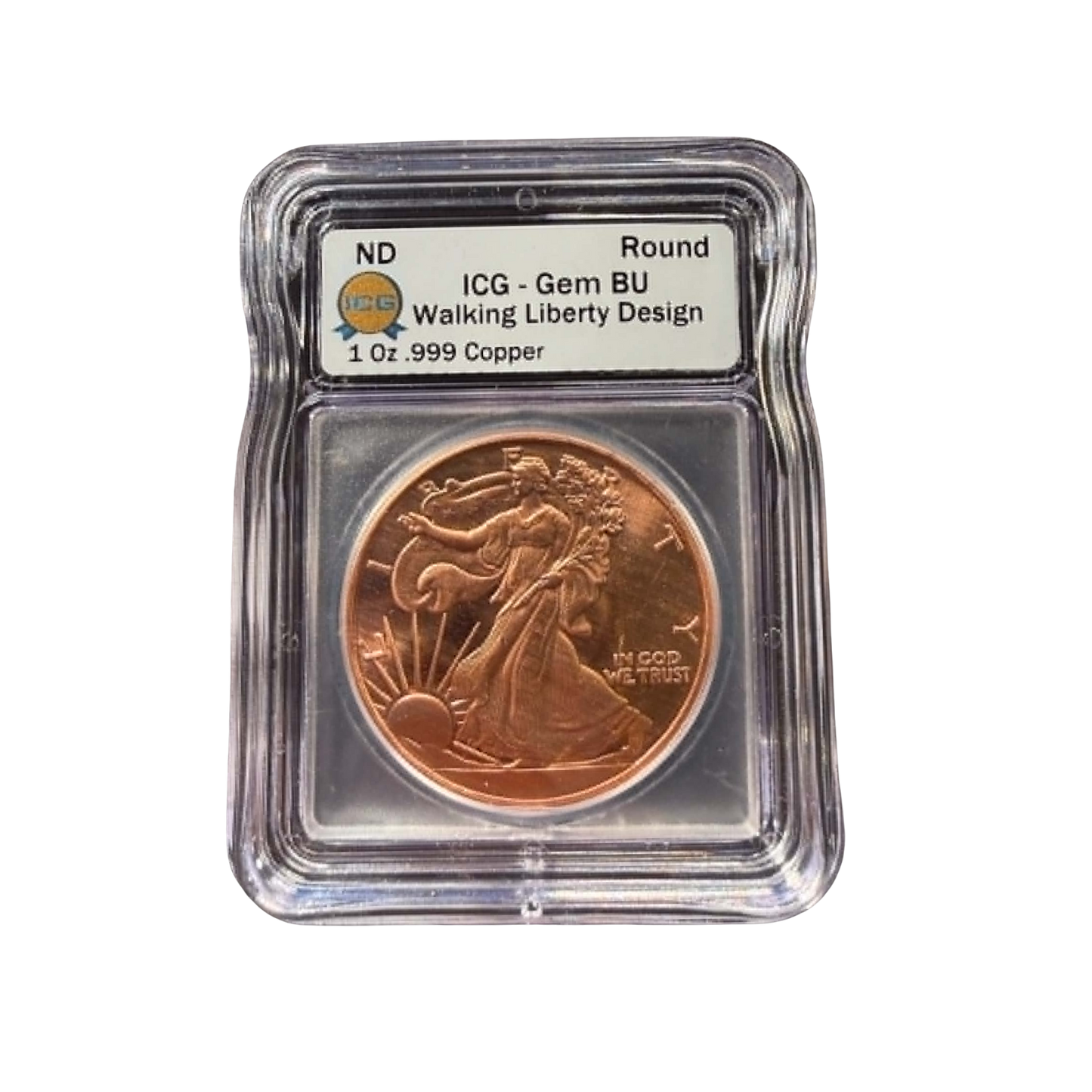 Tribute Walking Liberty 1 oz Copper Round - ICG Gem BU