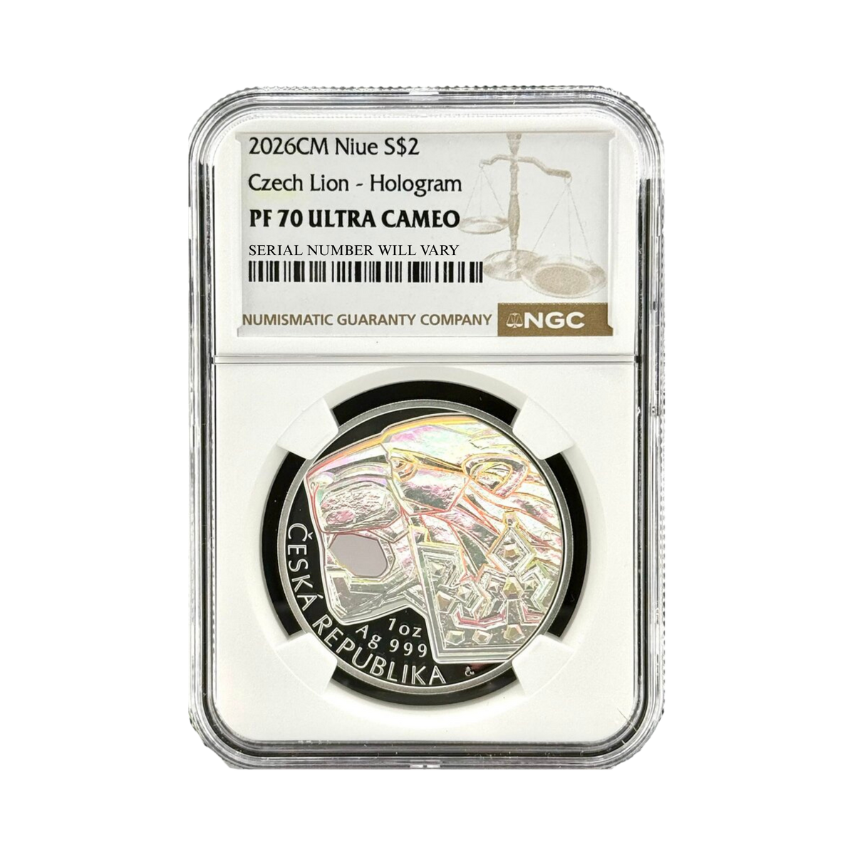 2026 Niue Czech Lion Hologram 1 oz Silver Coin - NGC PF70 UCAM