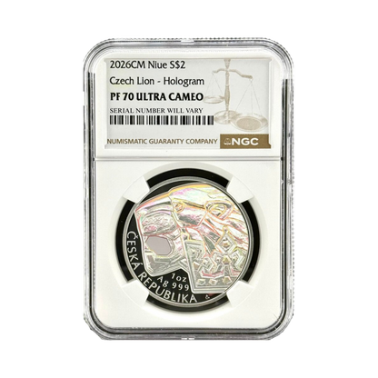 2026 Niue Czech Lion Hologram 1 oz Silver Coin - NGC PF70 UCAM