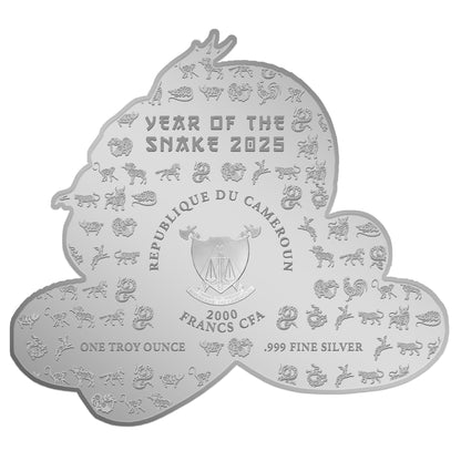2025 Cameroon Lunar Snake Shaped Proof 1 oz Silver Coin - CoinsTV