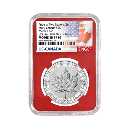 2019 Silver Canadian Maple Leaf Pride of Two Nations - NGC MODIFIED PF70 FDI - CoinsTV