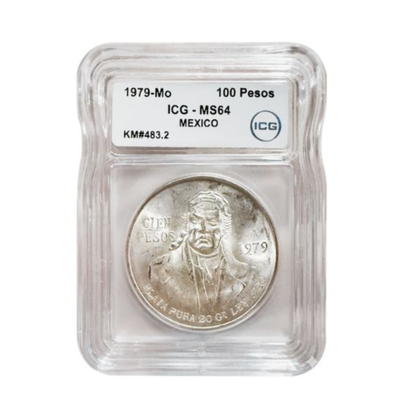 1979-Mo Mexico Cien 100 Pesos Morelos Silver - ICG MS64 - CoinsTV