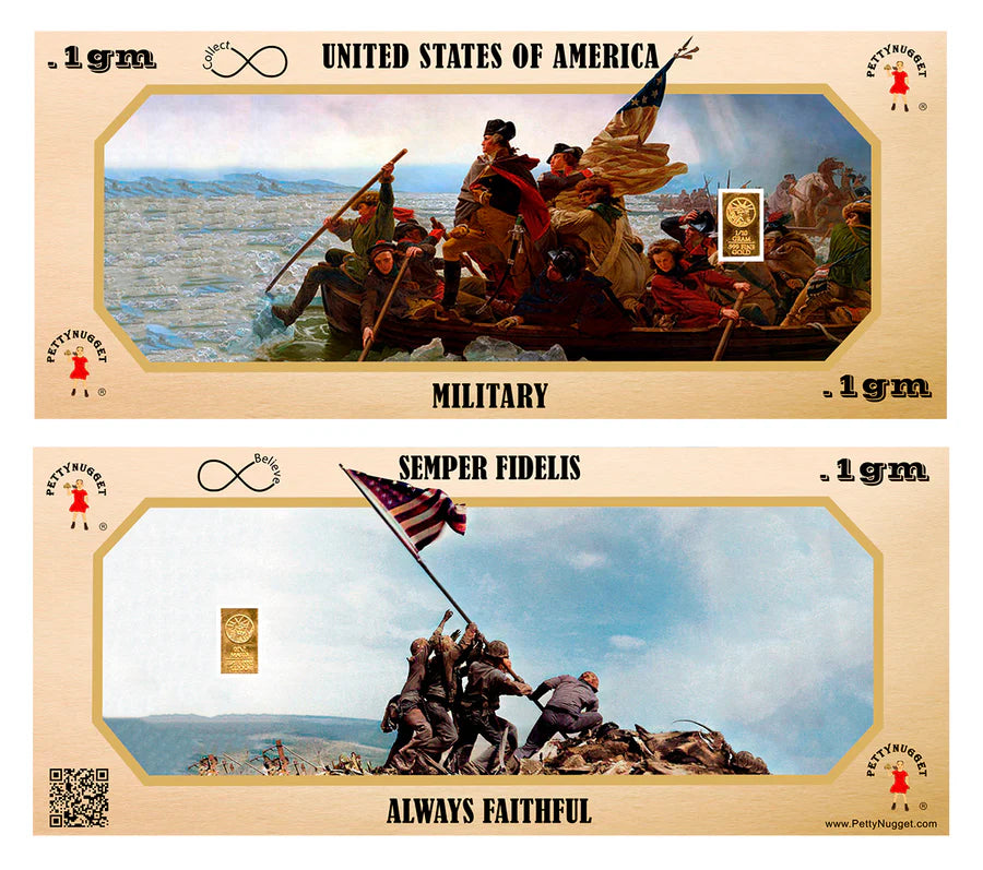 Military PettyNugget - 1/10 Gram Gold Bar 24kt in a Card - CoinsTV