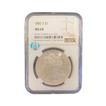 1882-S Morgan Silver Dollar San Francisco - NGC MS64 Sight White