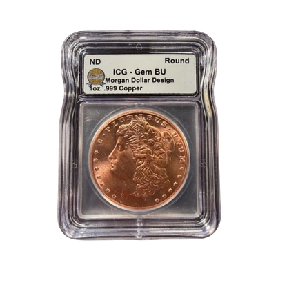 Classic Morgan Dollar Tribute 1 oz Copper Round - ICG Gem BU