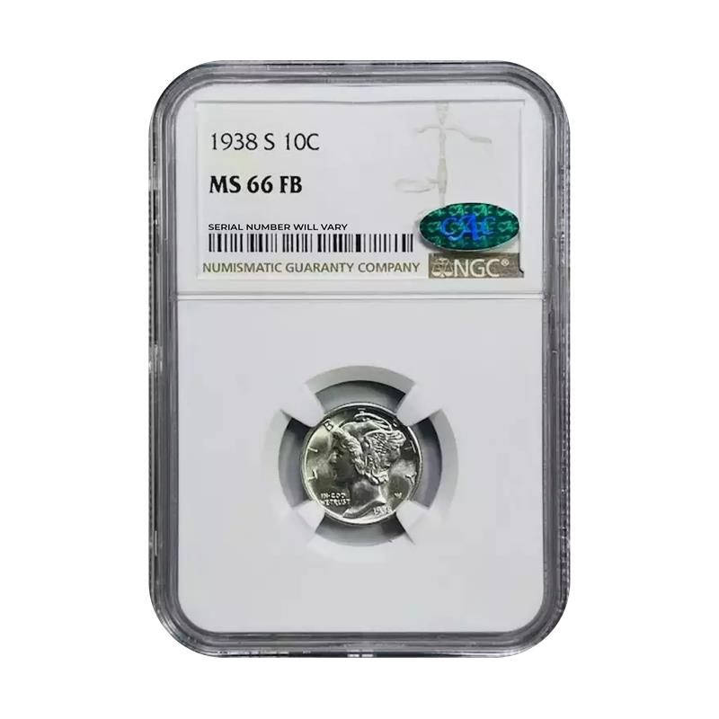 1938-S Mercury Dime San Francisco - NGC MS66 FB CAC - CoinsTV