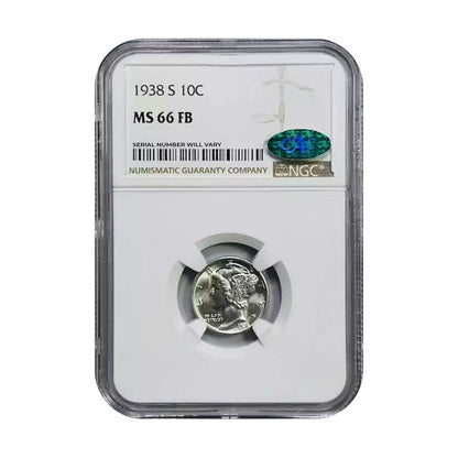 1938-S Mercury Dime San Francisco - NGC MS66 FB CAC - CoinsTV