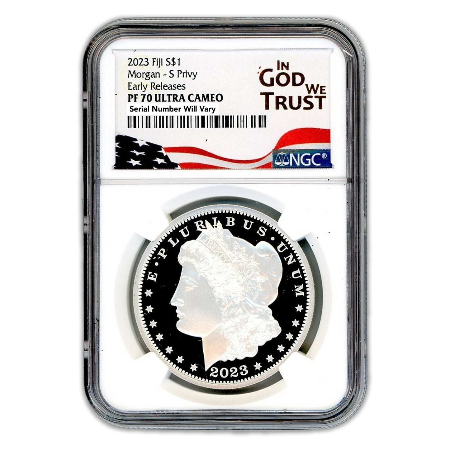2023-S Morgan $1 Fiji Silver Tribute - NGC In God We Trust Label PF70 Ultra Cameo Early Release