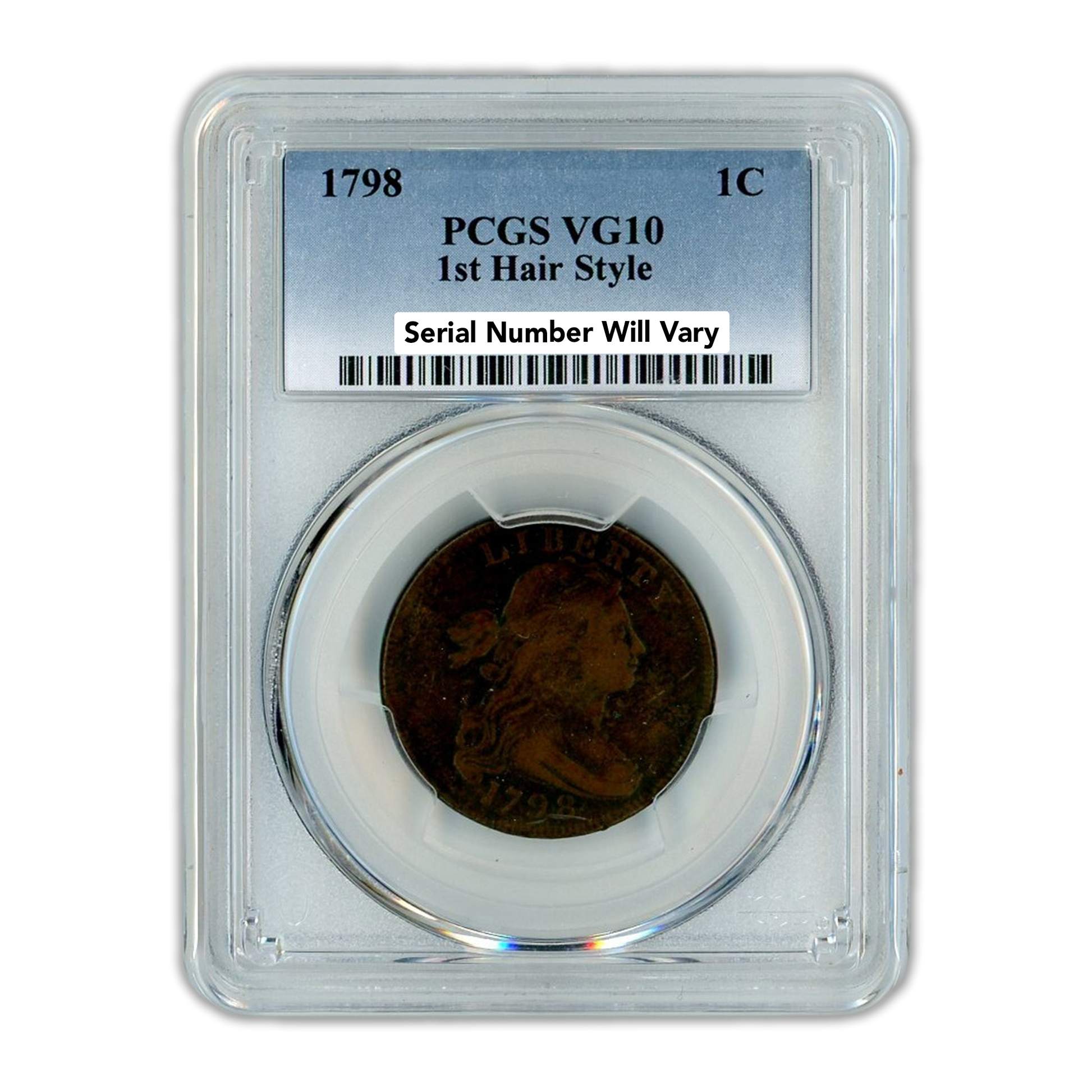 1798 Draped Bust Cent - 1st Hair Style - PCGS VG10 - CoinsTV