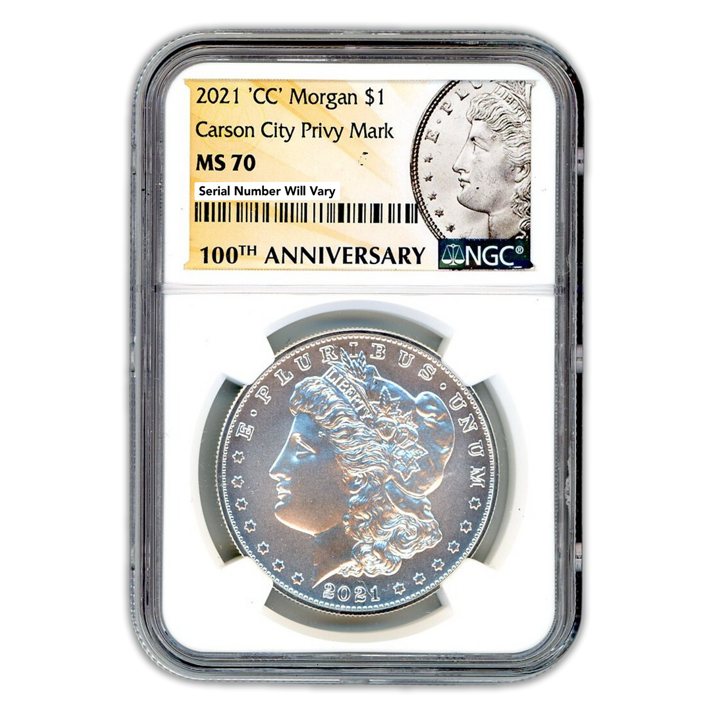 2021 CC Morgan Silver Dollar Carson City Privy Mark - NGC MS70