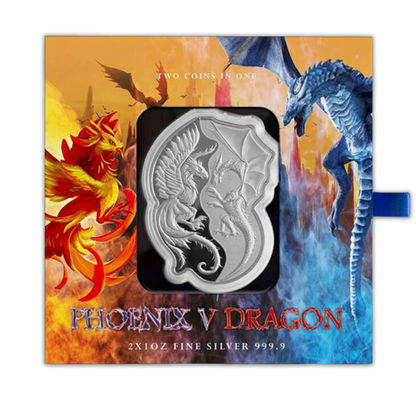 2023 Solomon Islands Silver Phoenix & Dragon 2 pc. Coin Set