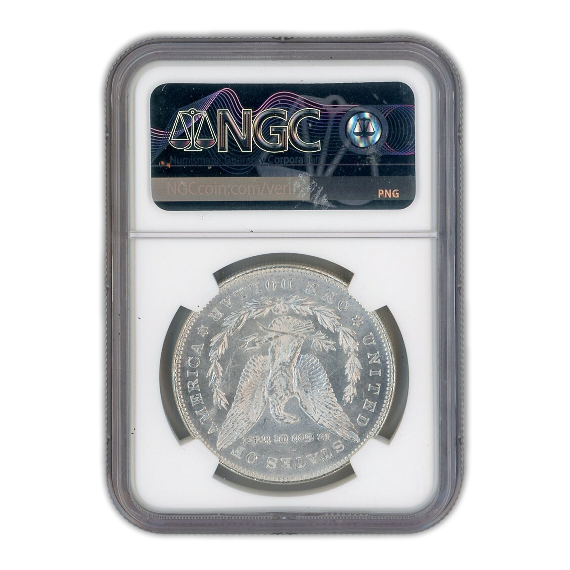 1878 Morgan Silver Dollar 7/8 Tailfeathers - Strong - NGC MS63 Sight White - CoinsTV