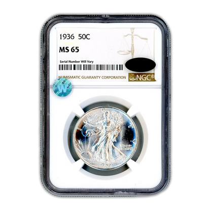 1936 Walking Liberty Half Dollar Philadelphia - CAC - NGC MS65 Sight White