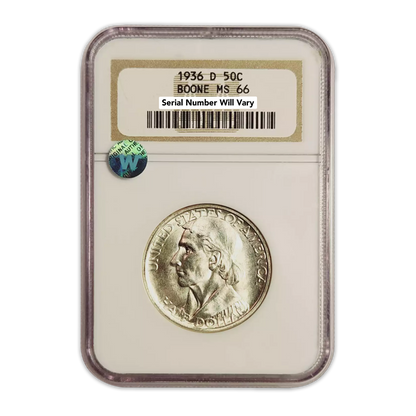 1936 D Daniel Boone Silver Half Dollar Commemorative - NGC MS66 Sight White
