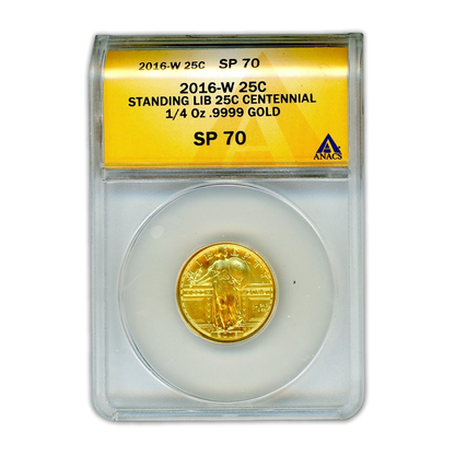 2016 Standing Liberty Quarter .9999 Gold - 1/4 oz ANACS SP70