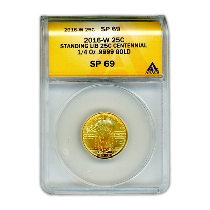 2016 Standing Liberty Quarter .9999 Gold - 1/4 oz ANACS SP69