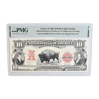 1901 Buffalo Silver $10 Certificate BEP Reproduction Note - PMG GEM