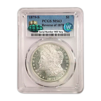 1879-S Morgan Silver Dollar San Francisco Reverse of 1878 - CAC - PCGS MS63 Sight White