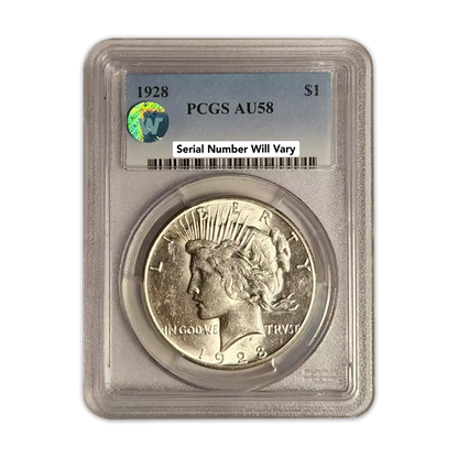 1928 Peace Silver Dollar Philadelphia - PCGS AU58 Sight White
