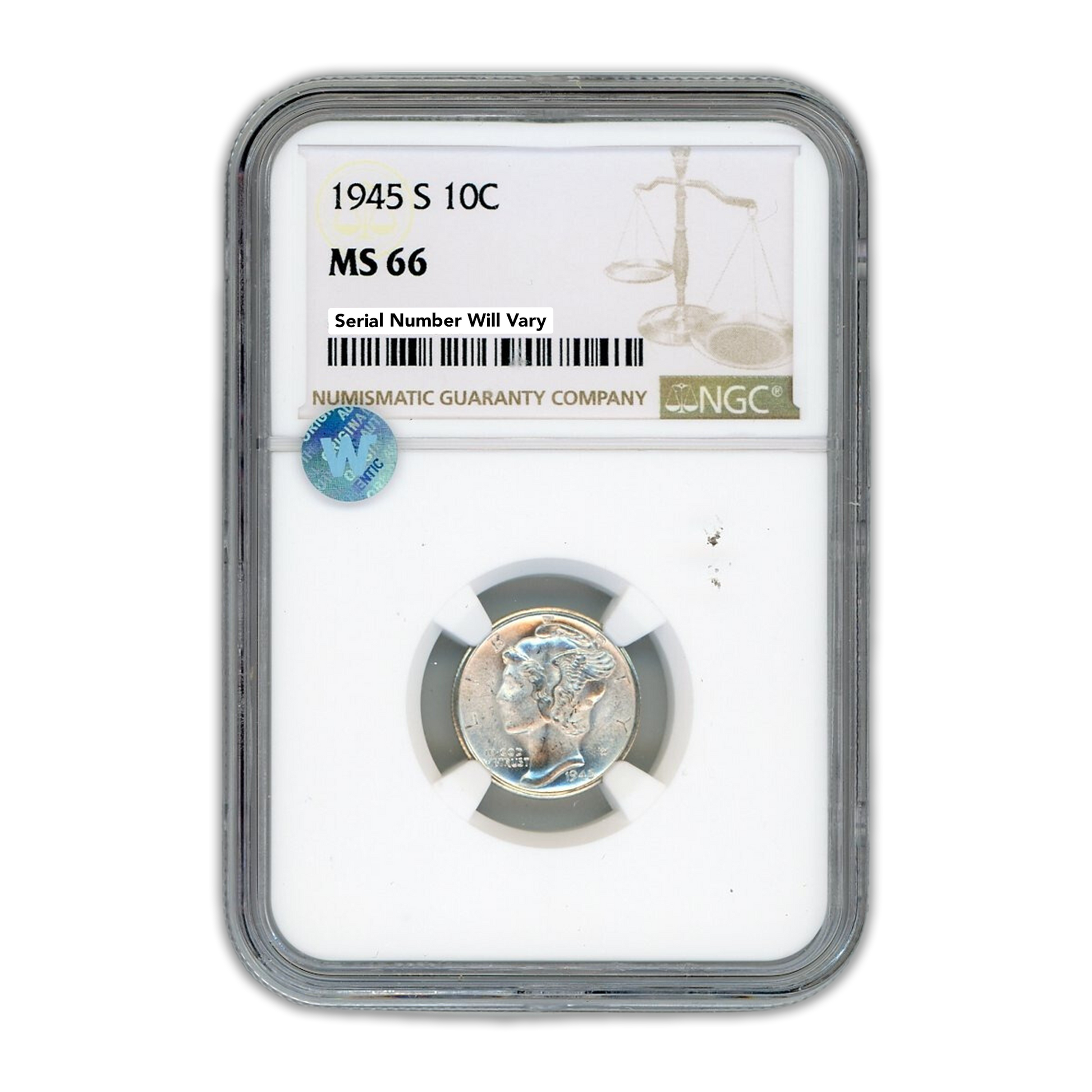 1945 S Mercury Dime - NGC MS66 Sight White - CoinsTV