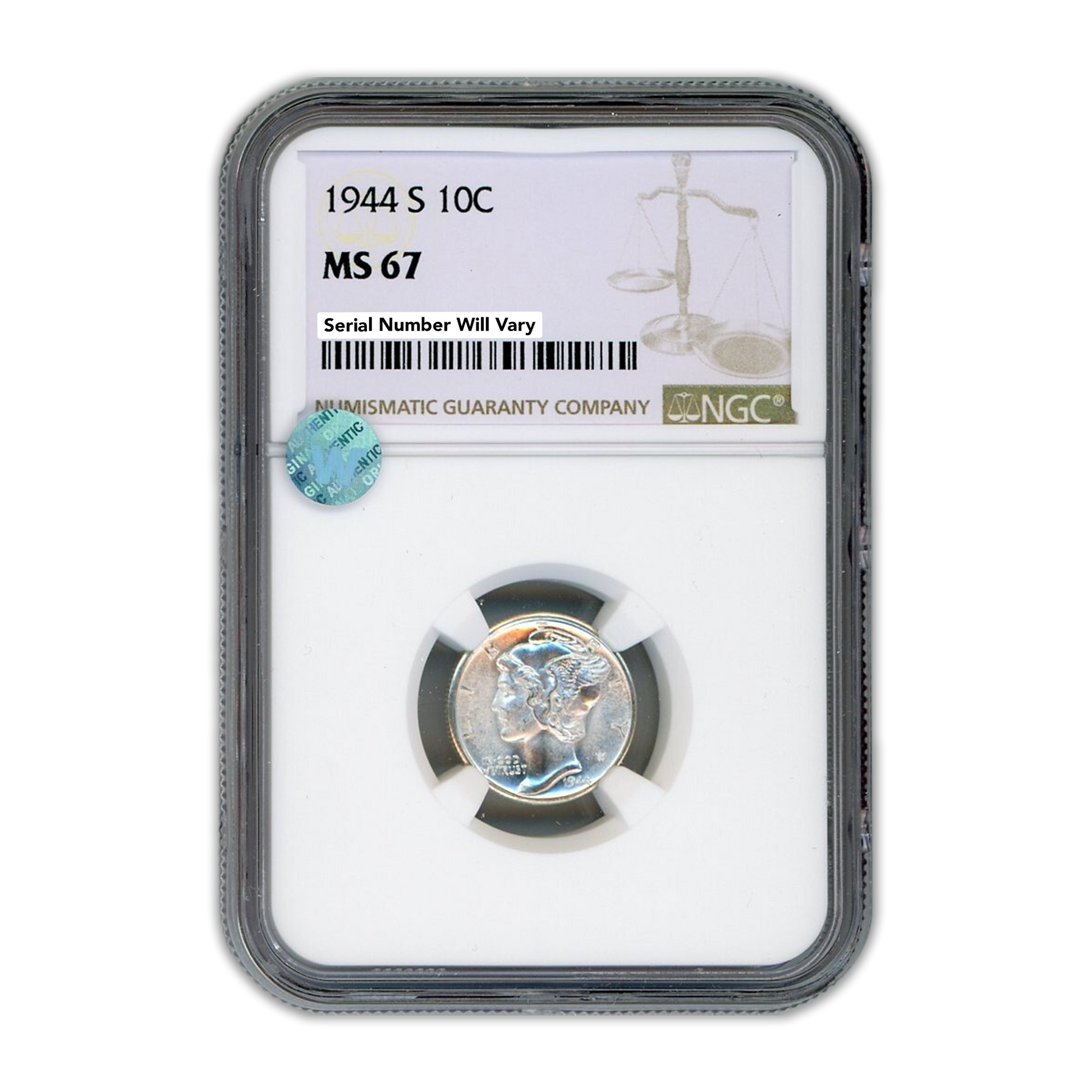 1944 S Mercury Dime - NGC MS67 Sight White - CoinsTV